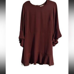 bar III Womens Solid Ruffled Dress, Red, 12 Midnight Bloom, Black Current ￼